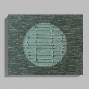 Textured Wabi Sabi Circle Art | 11x14 Sage Green Canvas | Minimalist Wall Art